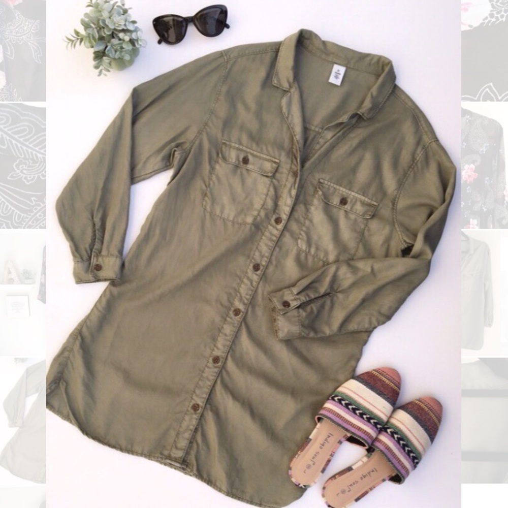 H&M Olive Green Button Down Tunic - Picture 3 of 8